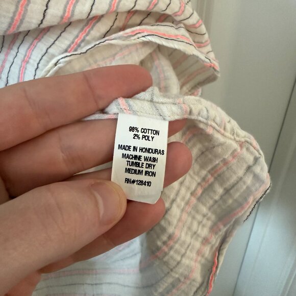 Ann Mashburn Striped Cotton Gauze Popover Blouse – Size M - Picture 3 of 4